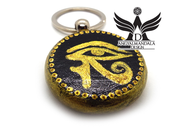 Védelem szeme (Hórusz szem) ~ festett angyalmandala kulcstartó