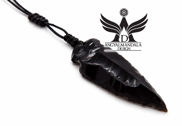 Lélekharcos Nyila fekete obszidián ásvány medál (No.2.)